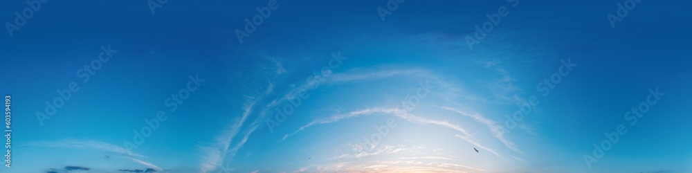 Sunset sky panorama with bright glowing pink Cirrus clouds. HDR 360 seamless spherical panorama. Full zenith or sky dome for 3D visualization, sky replacement for aerial drone panoramas. Sunset sky panorama with bright glowing pink Cirrus clouds. HDR 360 seamless spherical panorama. Full zenith or sky dome for 3D visualization, sky replacement for aerial drone panoramas.