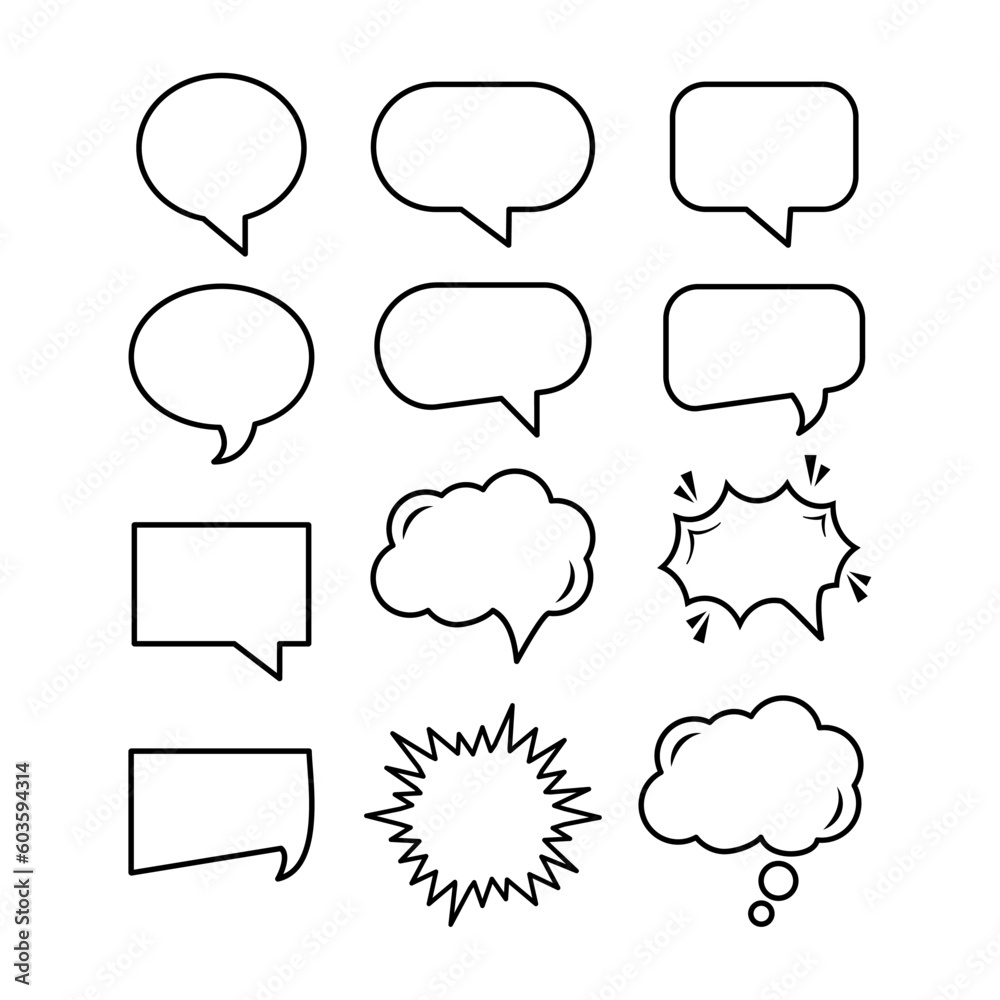 Collection of outline speaks bubble text, chatting box, and retro comic bubble text. Collection of outline speaks bubble text, chatting box, and retro comic bubble text.