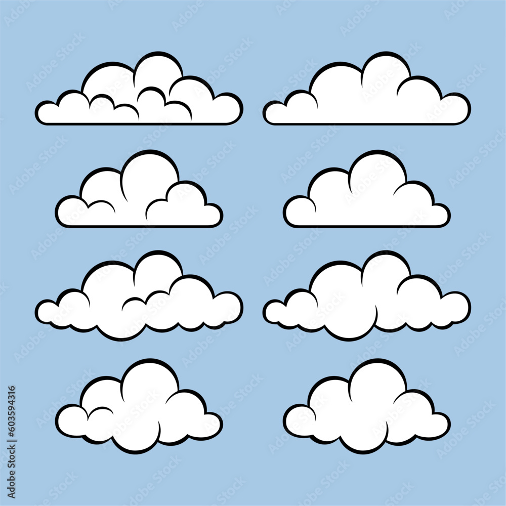 Vector sets of various outline clouds for various needs.