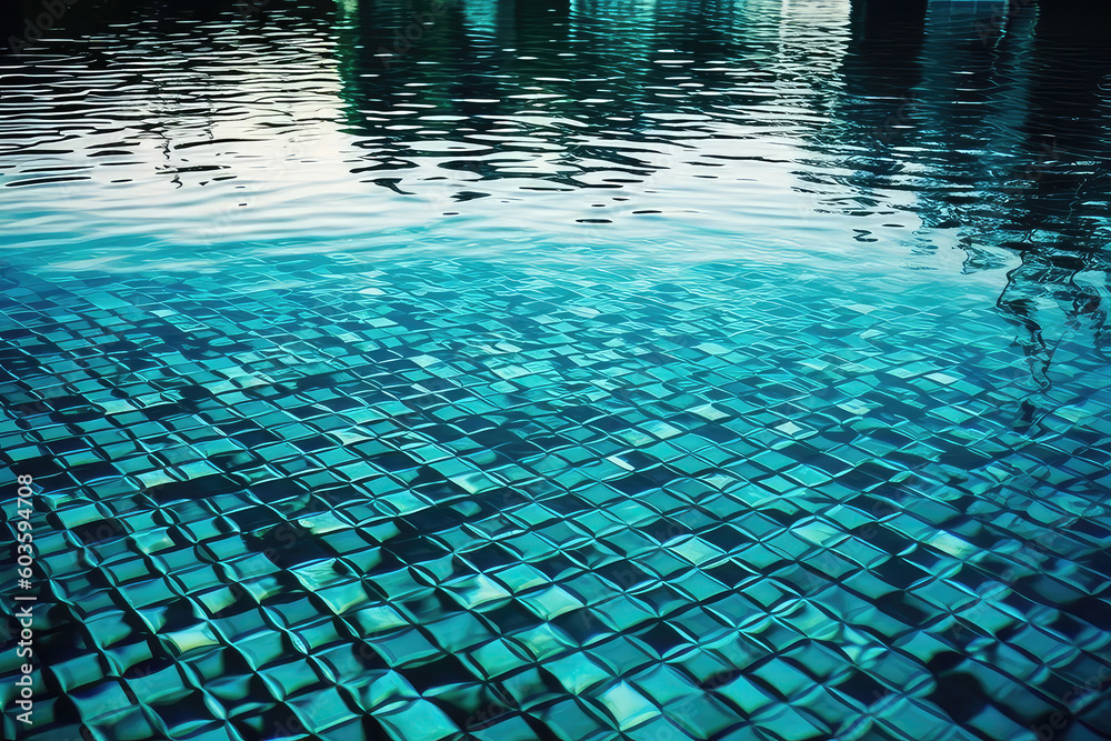 Closeup View Of Water Of Blue Pool. Generative AI