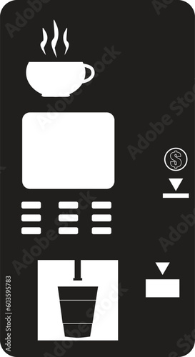 vending machine for coffee icon. automatic device for hot drinks sing. coffee vending machine logo. flat style.