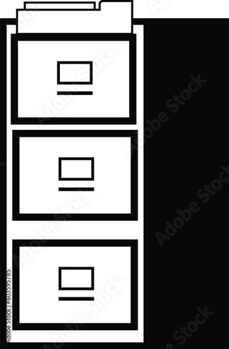 file cabinet icon. filing cabinet with three drawer sign. open office filing cabinet symbol. flat style.