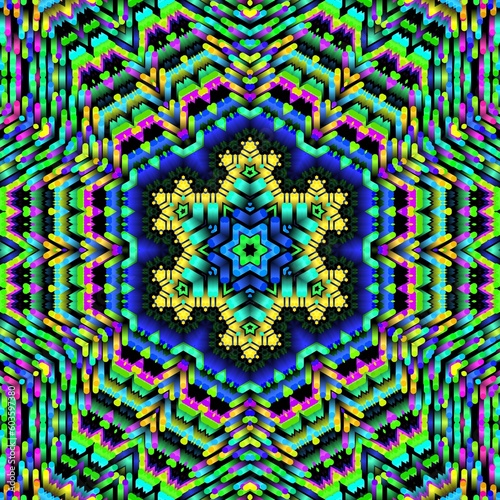 Illustration abstract kaleidoscope, lime green, forest green, emerald green, rgb. Good for symmetrical, floral, or paisley patterns with shades of green. Fit for painting, backdrop, wall art, canvas.