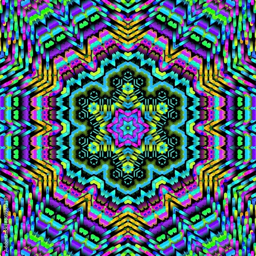 Illustration abstract kaleidoscope, lime green, forest green, emerald green, rgb. Good for symmetrical, floral, or paisley patterns with shades of green. Fit for painting, backdrop, wall art, canvas.