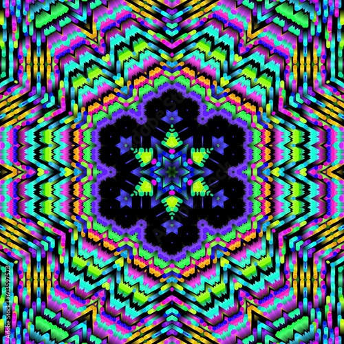 Illustration abstract kaleidoscope, lime green, forest green, emerald green, rgb. Good for symmetrical, floral, or paisley patterns with shades of green. Fit for painting, backdrop, wall art, canvas.