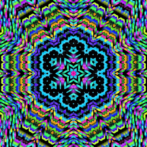 Illustration abstract kaleidoscope, lime green, forest green, emerald green, rgb. Good for symmetrical, floral, or paisley patterns with shades of green. Fit for painting, backdrop, wall art, canvas.