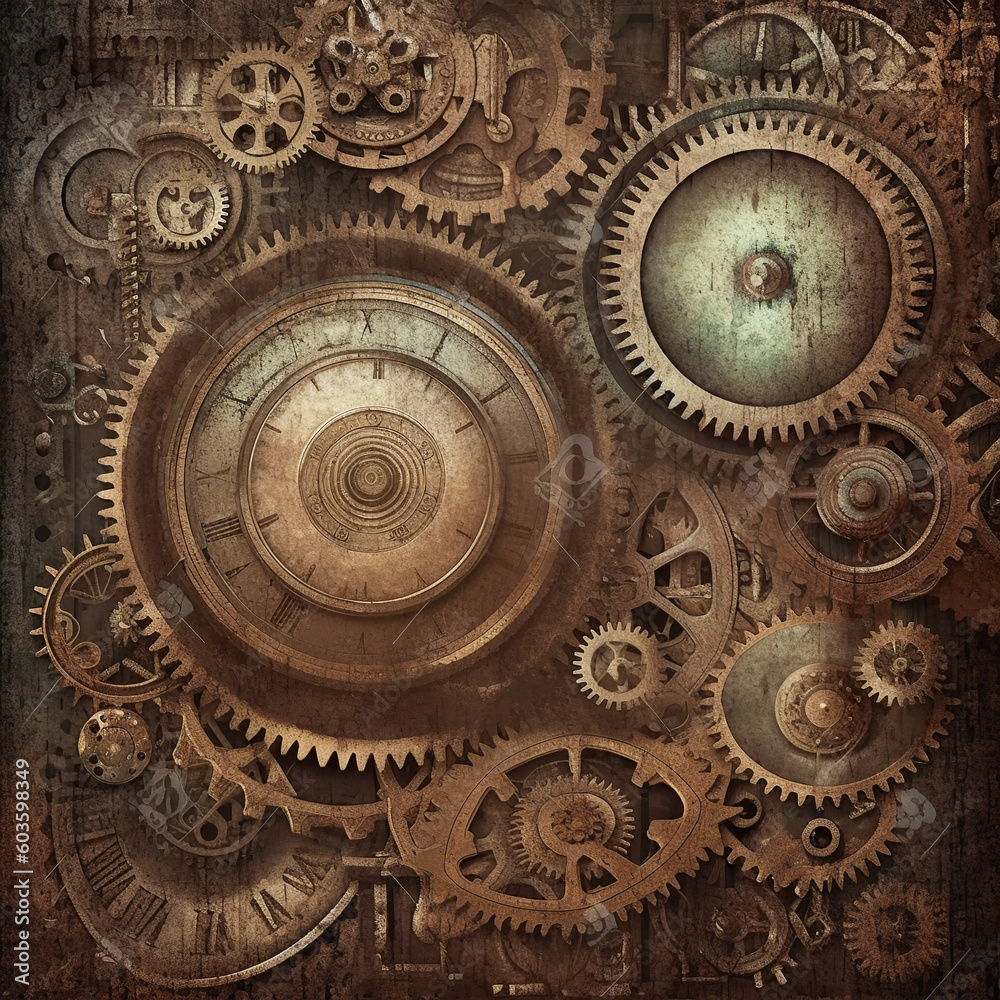 clock, generative, ai, steampunk, clock background