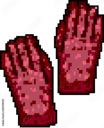 textile mittens gloves winter game pixel art retro vector. bit textile mittens gloves winter. old vintage illustration