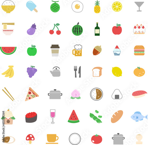 食べ物ピクトグラムアイコンイラストセット