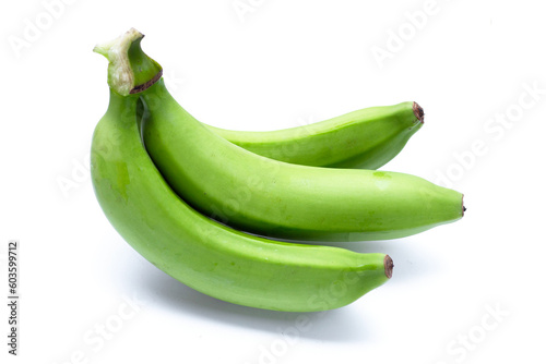 Green banana on white background