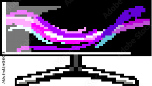 online monitor pc gaming game pixel art retro vector. bit keyboard neon, internet technology online monitor pc gaming. old vintage illustration