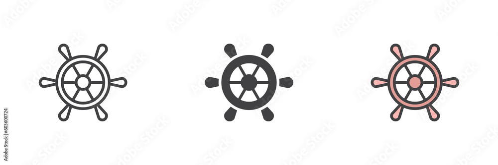 Ship wheel different style icon set