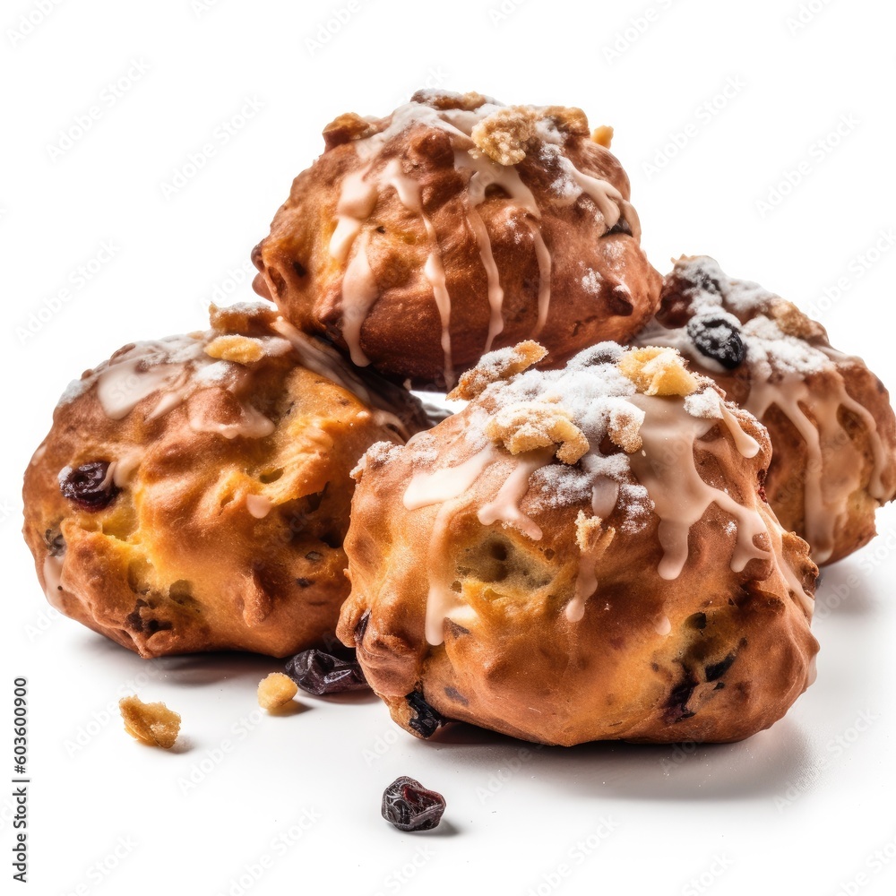 Oliebollen Isolated on White. Generative AI Oliebollen Isolated on White. Generative AI
