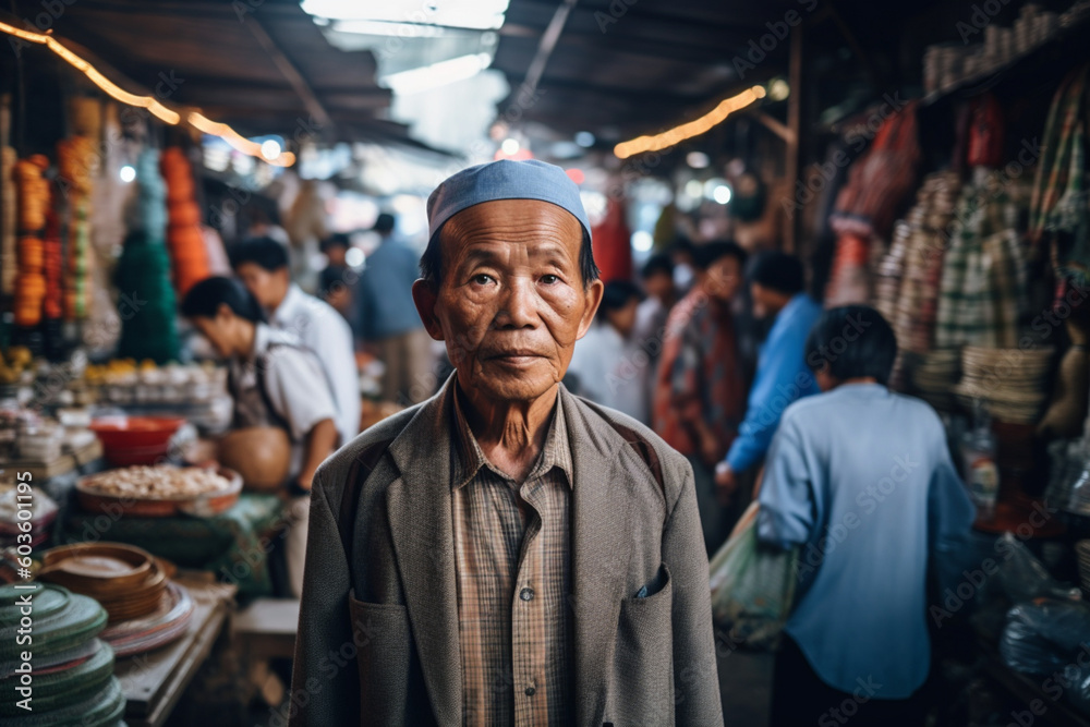 Asian man at a market