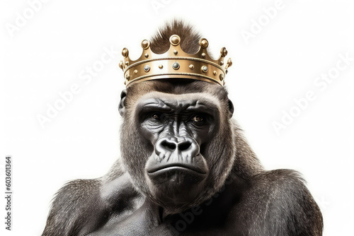 Beautiful Gorillin Gold Crown On White Background. Generative AI © Anastasiia