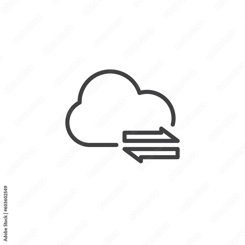 Cloud data transfer line icon