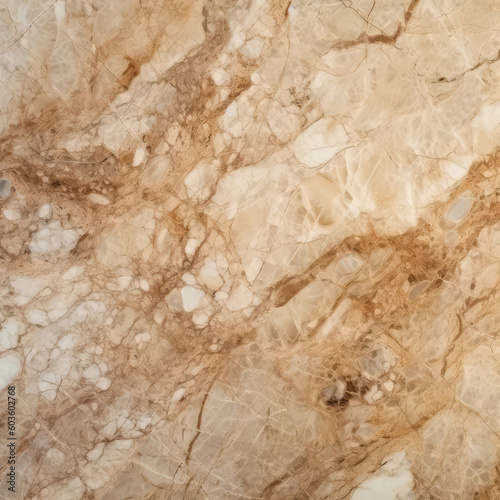 Marble Surface Texture Background Beige Marble With Light Cream And Tan Veins. Generative AI photo