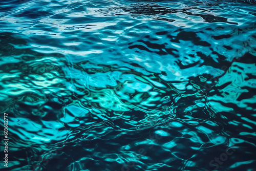 Closeup Abstract Of Surface Blue Water. Generative AI