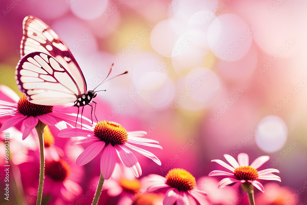 butterfly on pink flower, Generative AI butterfly on pink flower, Generative AI