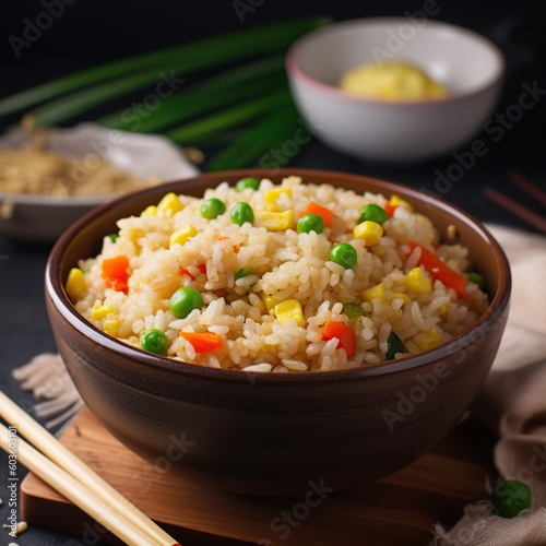 Vegetable fried rice in a bowl generative ai