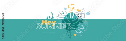 Greetings summer banner. Modern minimal design.