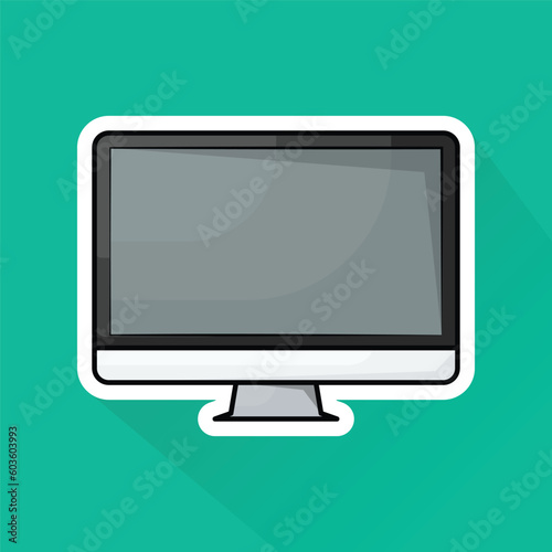 Illustration Vector of White Computer in Flat Design