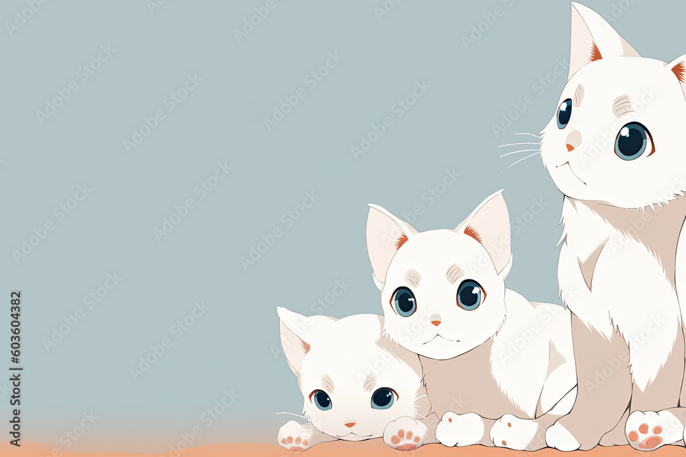 Cute kitten cat background banner illustration feline design, generated ai