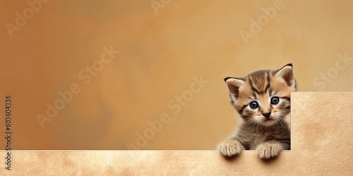Cute kitten cat background banner illustration feline design, generated ai