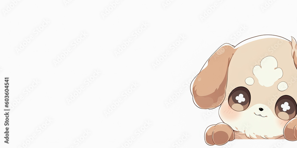 Cartoon anime style dog puppy looking happy with empty space background, generated ai Cartoon anime style dog puppy looking happy with empty space background, generated ai