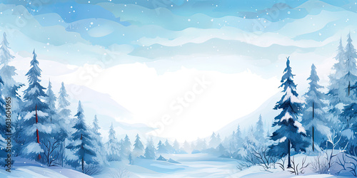 snow winter background cold blue banner, Generated AI, Generated, AI
