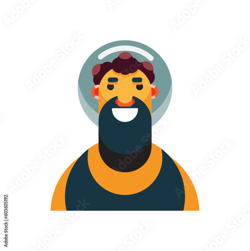 orange person with hat. gardener, vector