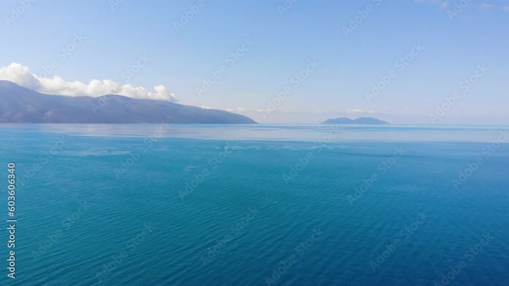 Aerial view of beautiful costal shore in Vlore, Albania