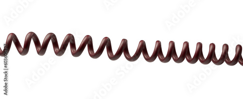 Red telephone wire isolated on white background