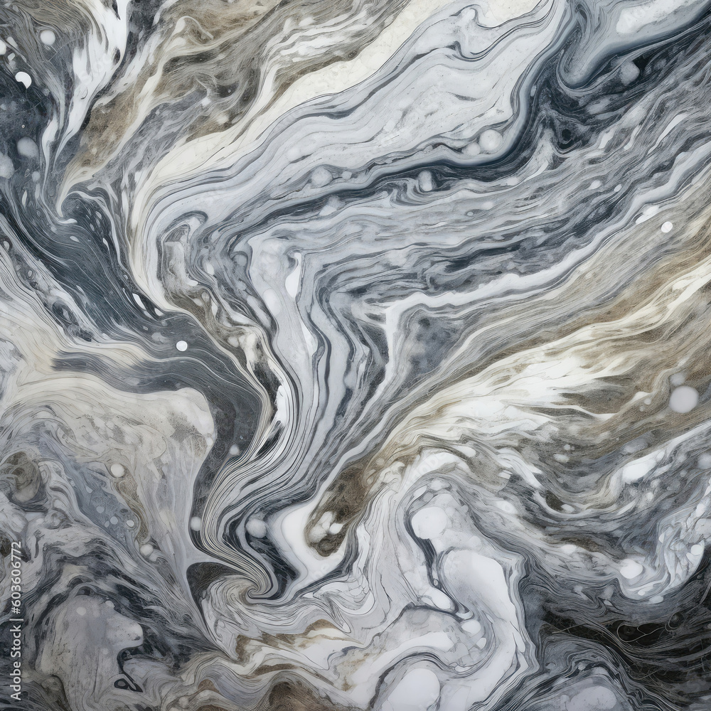 Marble Surface Texture Background Gray With Wavelike Patterns Of White And Silver. Generative AI