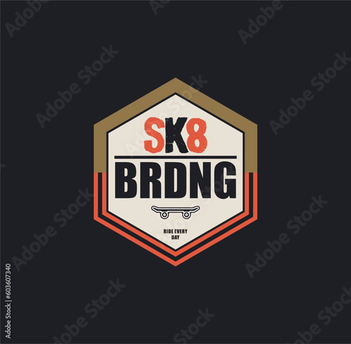 Skate board sport typography, tee shirt graphics, vectors illustration.