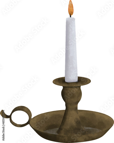 Vector Hand Paint Watercolor Vintage Candle