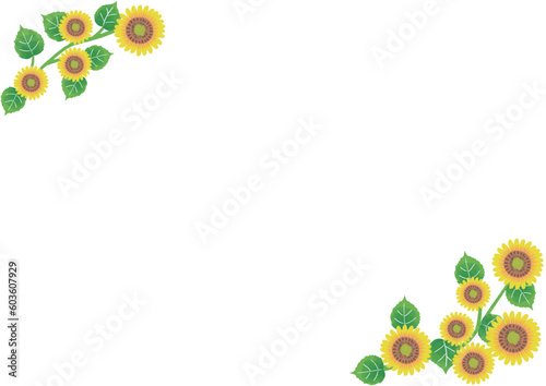 夏らしいひまわりの手描きベクターイラスト