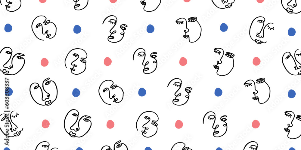 abstract trendy face drawn pattern background abstract trendy face drawn pattern background