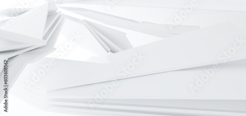 Obraz na płótnie Luxury white abstract architectural minimalistic background. Contemporary showroom. Modern exhibition stand. Empty gallery. Backlight. Polygonal Graphic Design. 3D illustration and rendering. w salonie
