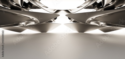 Obraz na płótnie Luxury parametric abstract architectural minimalistic background. Contemporary showroom. Modern black exhibition tunnel. Empty gallery. Stand, table. Interior backlight. 3D illustration and rendering. w salonie