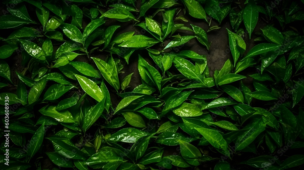 view of tea leaves from above generative ai view of tea leaves from above generative ai