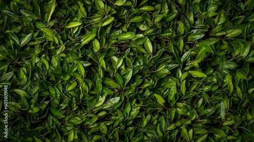 view of tea leaves from above  greentea leaves texture wallpaper generative ai
