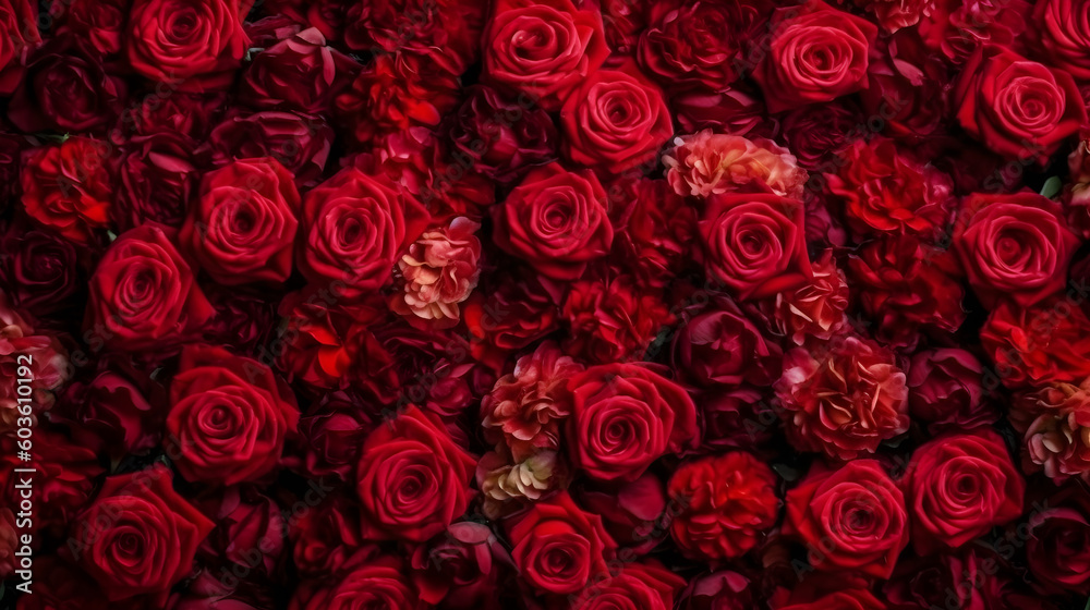 pile of red roses wallpaper generative ai