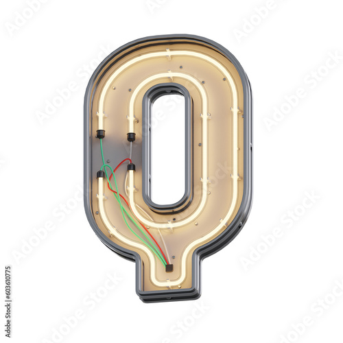 Futuristic Neon 3D Alphabet or PNG Letters