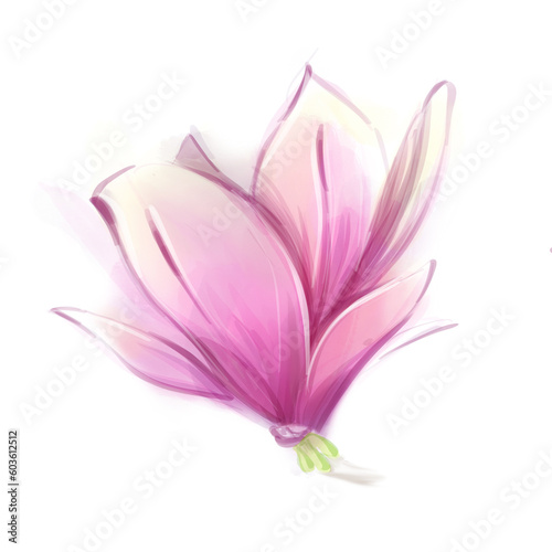 Watercolor Magnolia  spring flower on white background  floral clipart  isolate