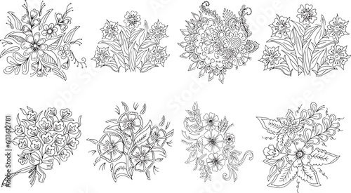 Set of Hand drawn flowers 