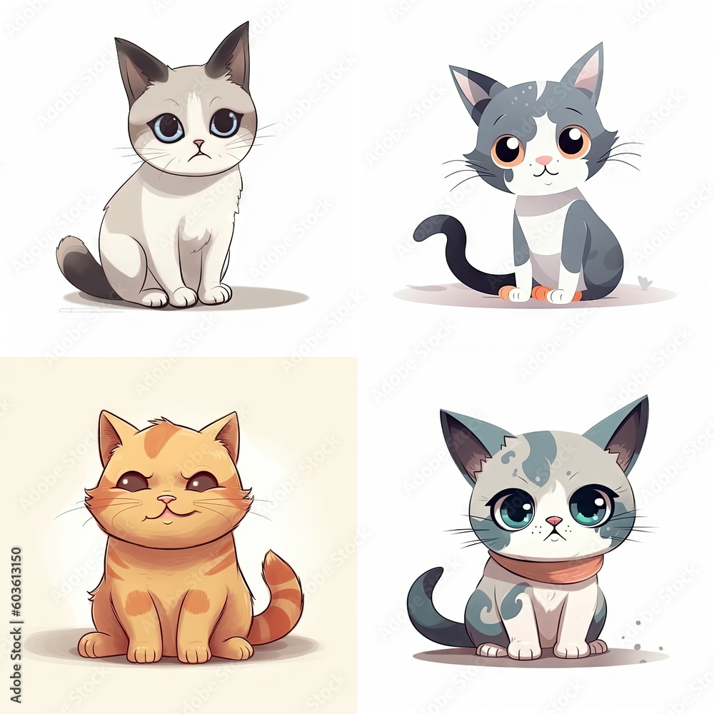 Obraz premium Cartoon character of cat on white background