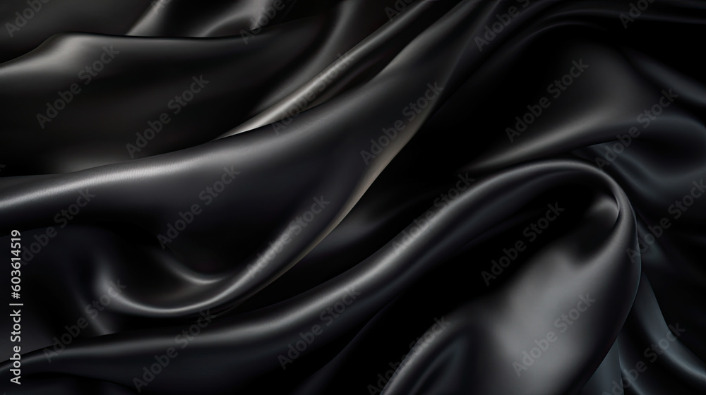 Black silk fabric background. Generative AI Black silk fabric background. Generative AI
