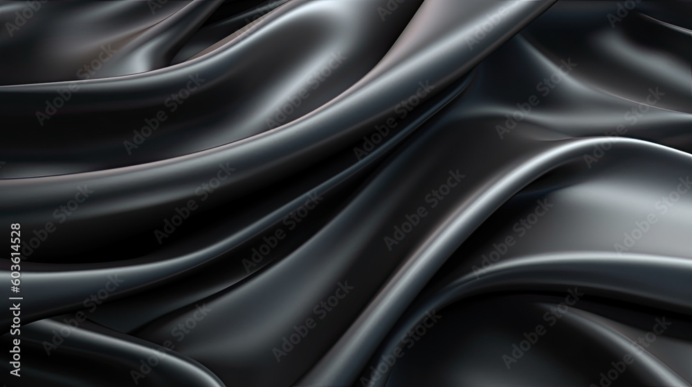 Fototapeta premium Black silk fabric background. Generative AI