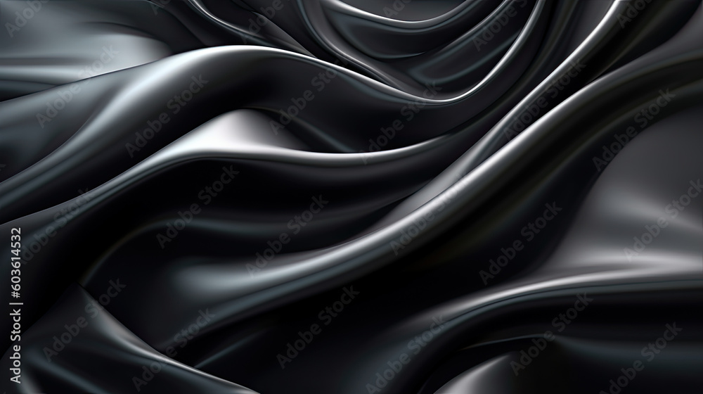 Black silk fabric background. Generative AI